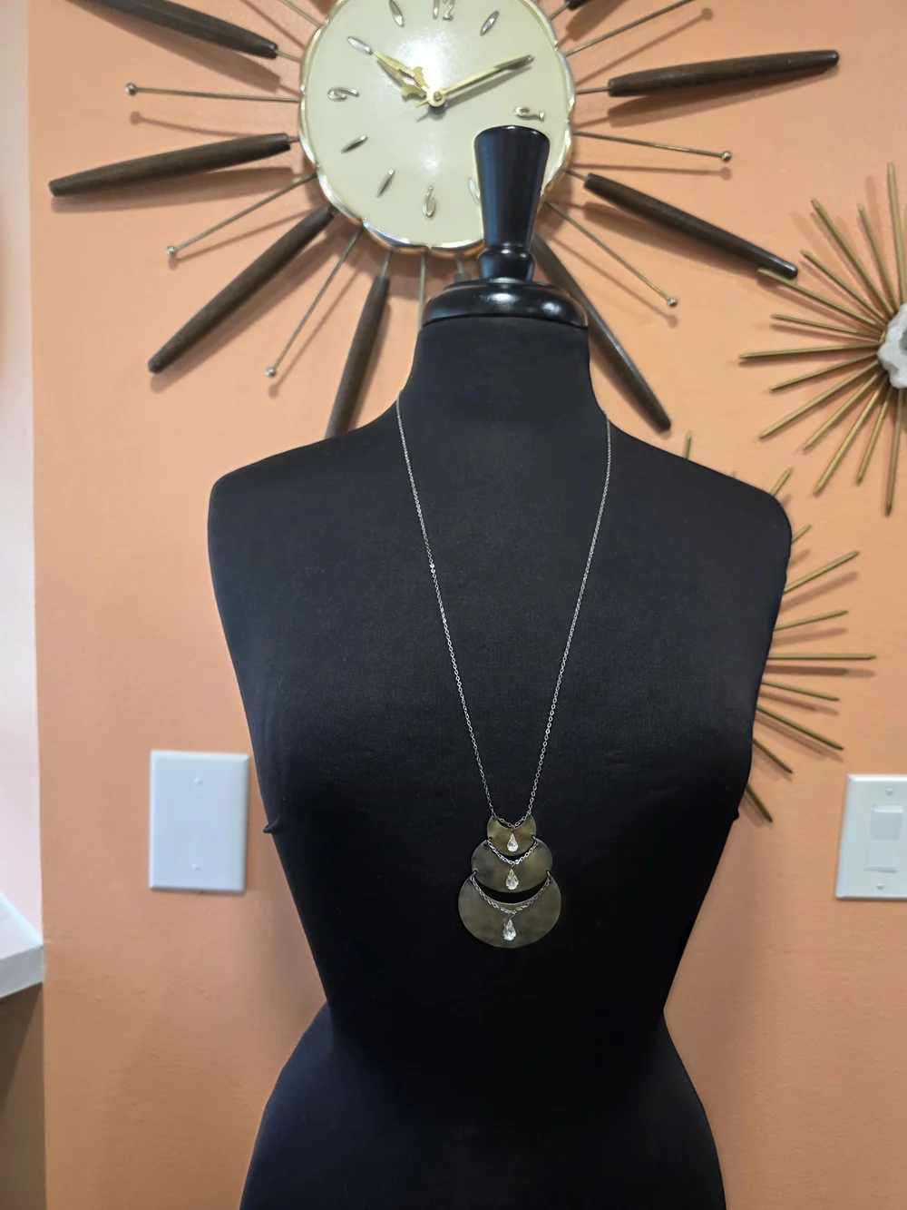 Anthropologie X Jill Schwartz Gold  Layered Crescent Pendant Necklace